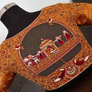 bridal blouse with embroidered procession scene (1)